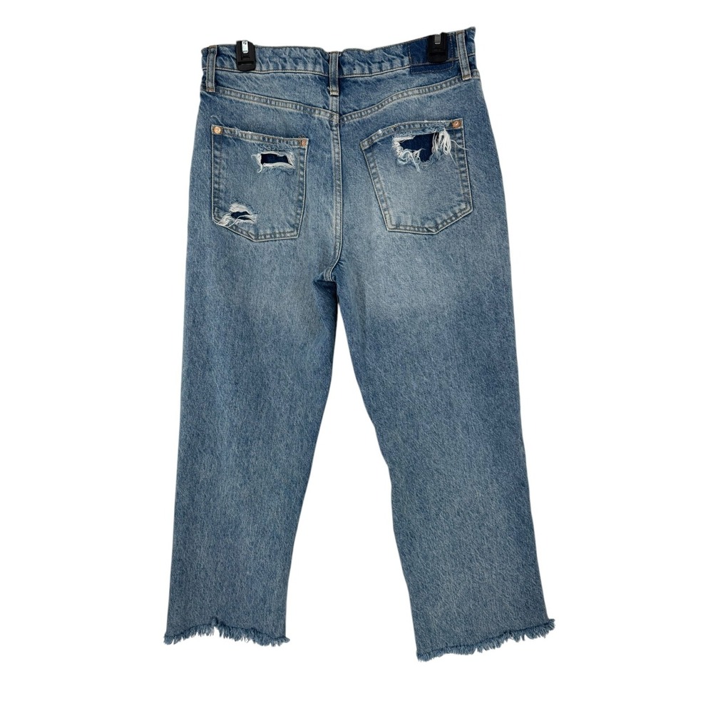 We the Free People Women's Blue Maggie Straight Leg Distressed Ripped Jeans 28 - Picture 2 of 7